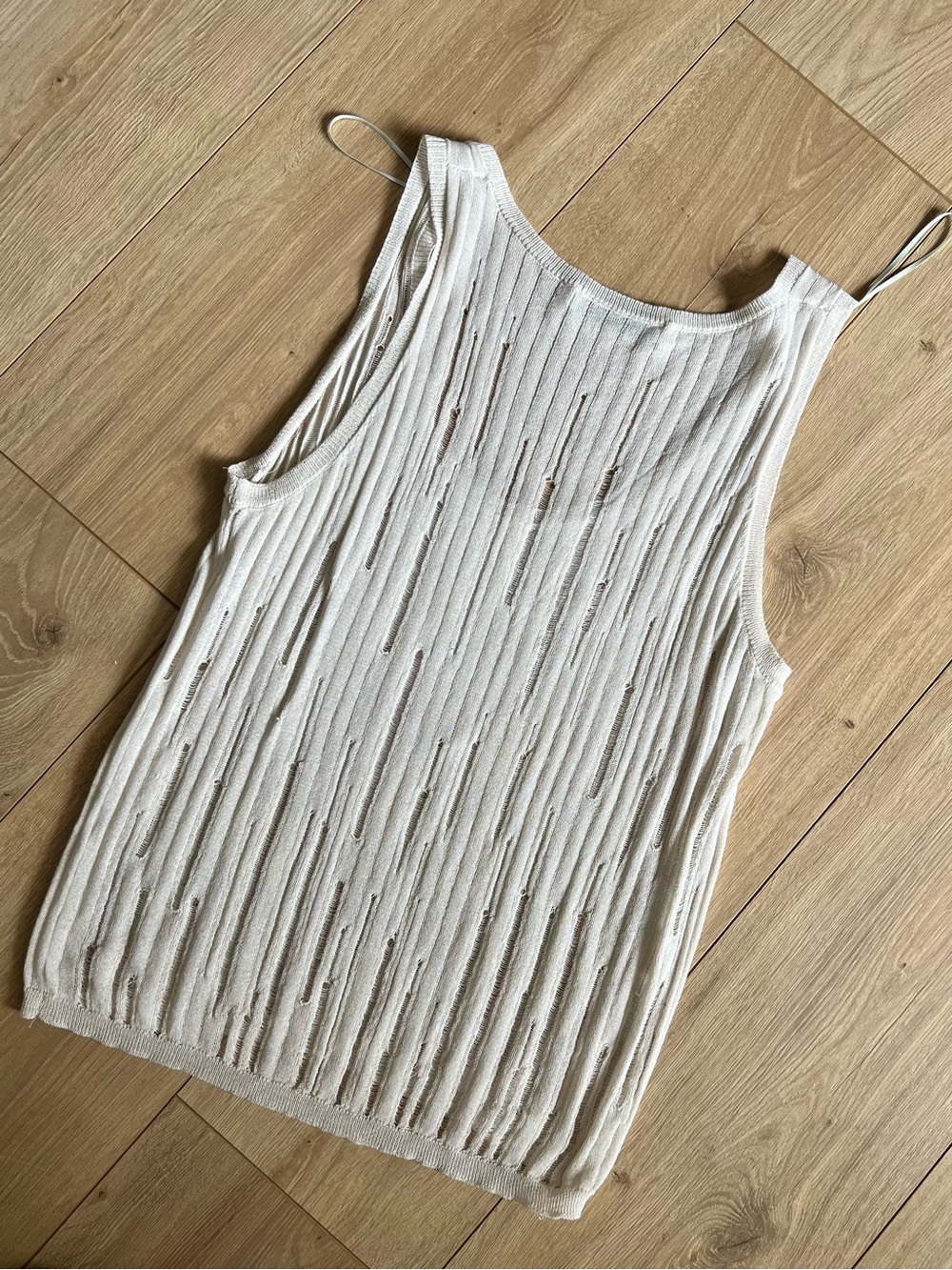 Zara Cream Open-Knit Ribbed Tank Top - Picture 2 of 3